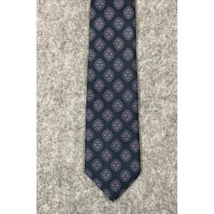 Burberrys of London Silk Neck Tie Blue Geometric Hand Sewn In USA